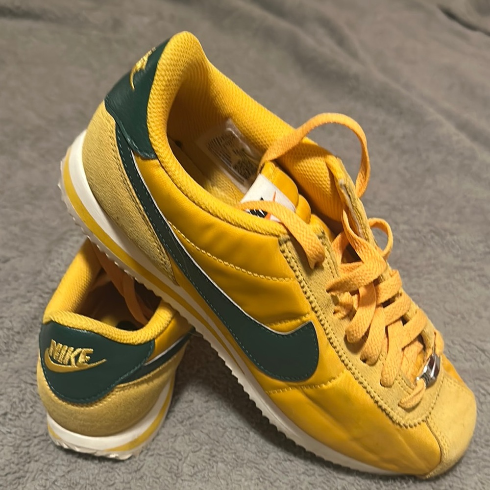 Nike Cortez Classic Yellow and Green Sneakers